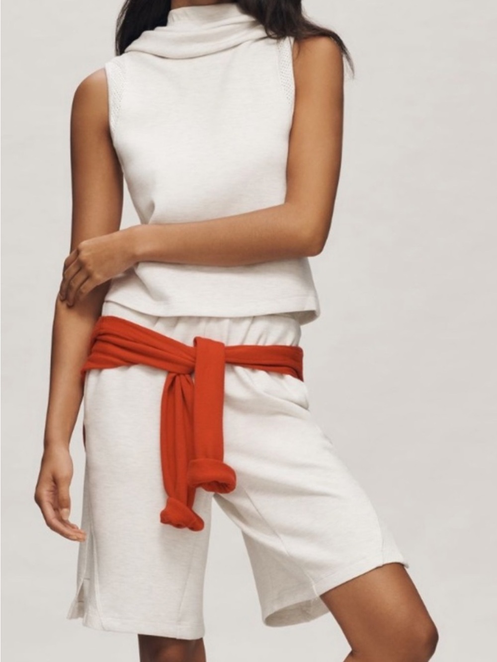 Daily Practice Anthropologie neoprene white Heather long sweatshorts size S- NTW